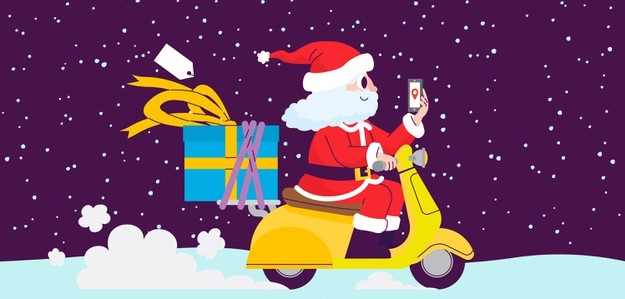 Санта Клаус на скутере